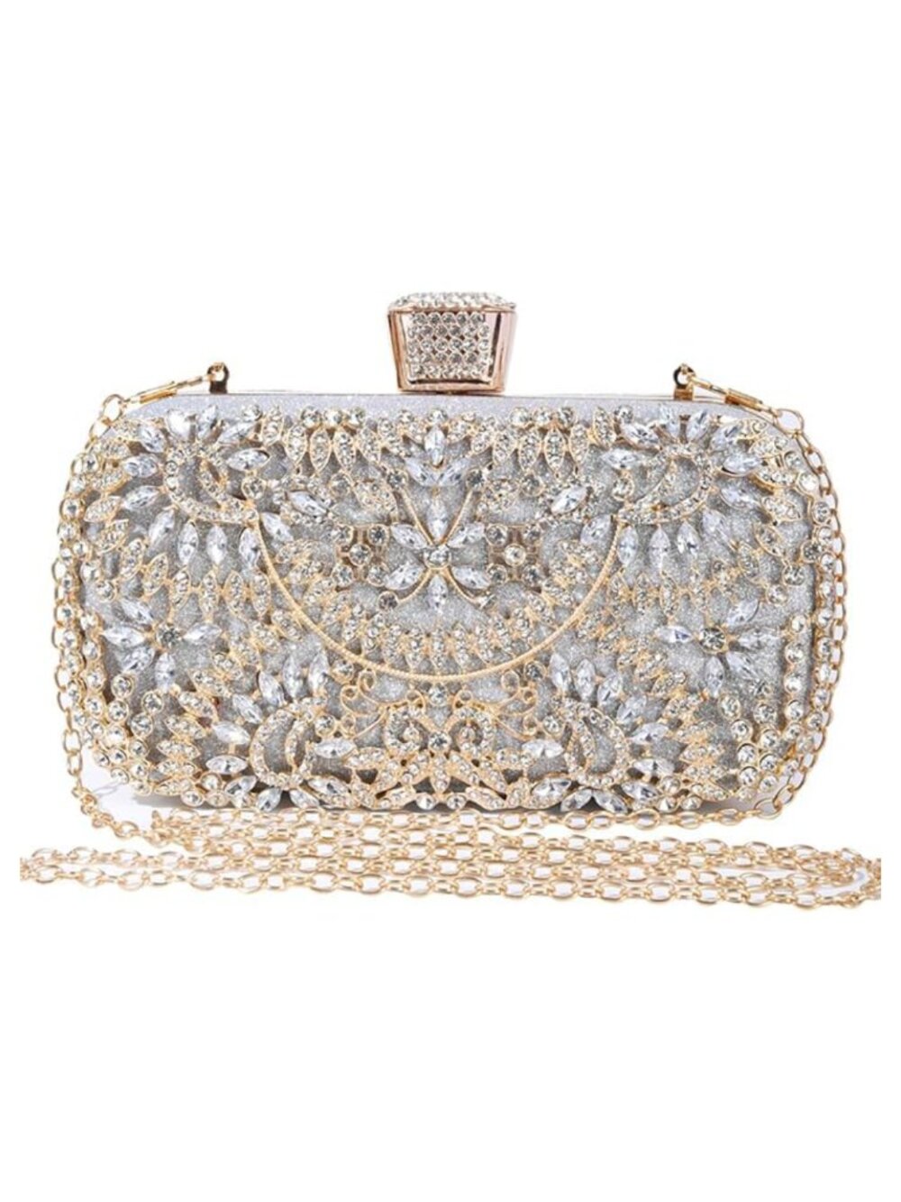 Sparkling Evening Clutch with Diamante Chain Shoulder Strap